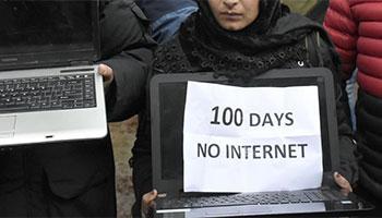 photo includes sign stating 100 days no internet
