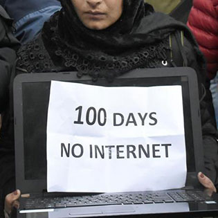 photo includes sign stating 100 days no internet