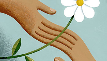 illustration with hands and flower